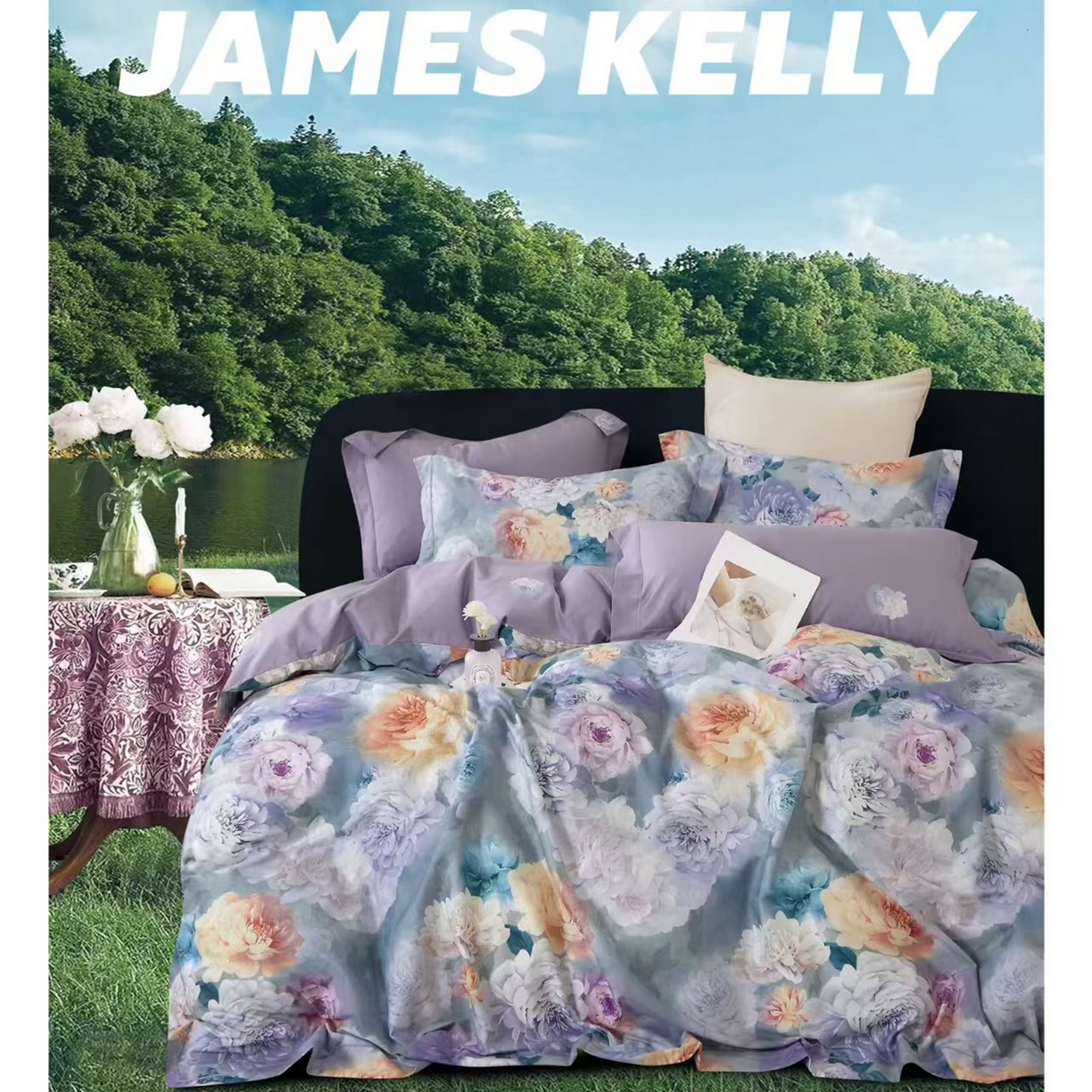 91家纺网 家纺一手货源 找家纺 （总1）未来家居 JAMES KELLY （铂金凯丽）2026新款40支13376全棉印染铂金长绒棉四件套-系列9