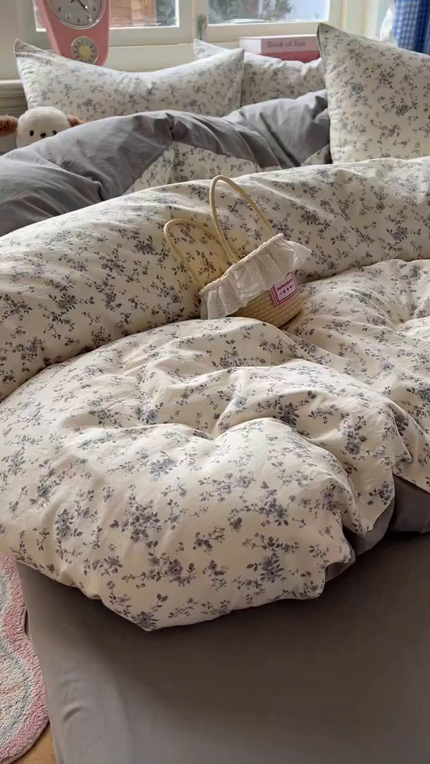 91家纺网 家纺一手货源 找家纺 思诺羽床笠 2026新款古法水洗仿棉云感棉三件套四件套 初夏