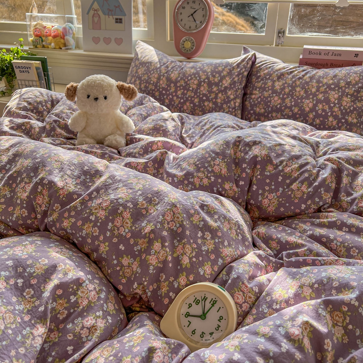 91家纺网 家纺一手货源 找家纺 思诺羽床笠 2026新款古法水洗仿棉云感棉三件套四件套 冬日恋歌