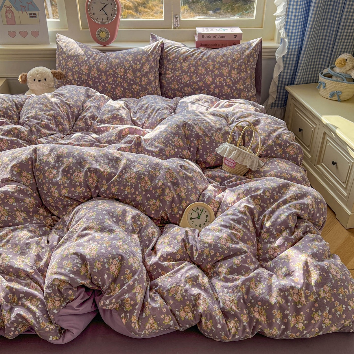 91家纺网 家纺一手货源 找家纺 思诺羽床笠 2026新款古法水洗仿棉云感棉三件套四件套 冬日恋歌