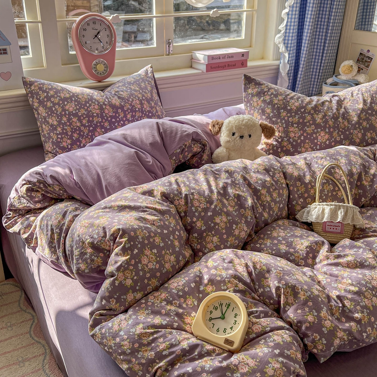 91家纺网 家纺一手货源 找家纺 思诺羽床笠 2026新款古法水洗仿棉云感棉三件套四件套 冬日恋歌