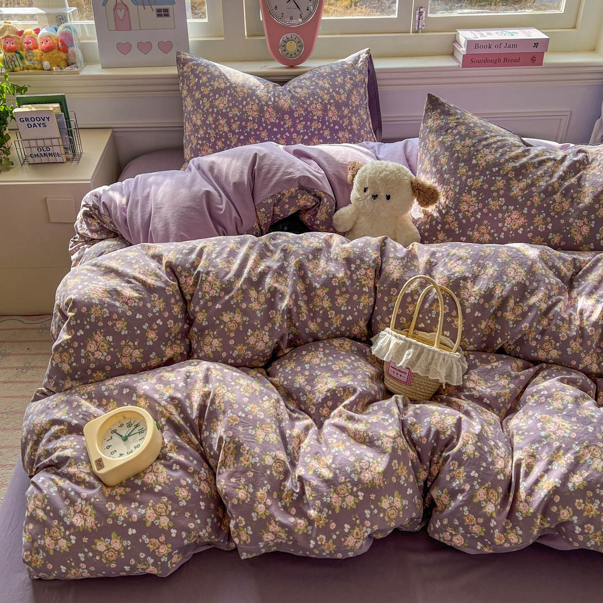 91家纺网 家纺一手货源 找家纺 思诺羽床笠 2026新款古法水洗仿棉云感棉三件套四件套 冬日恋歌