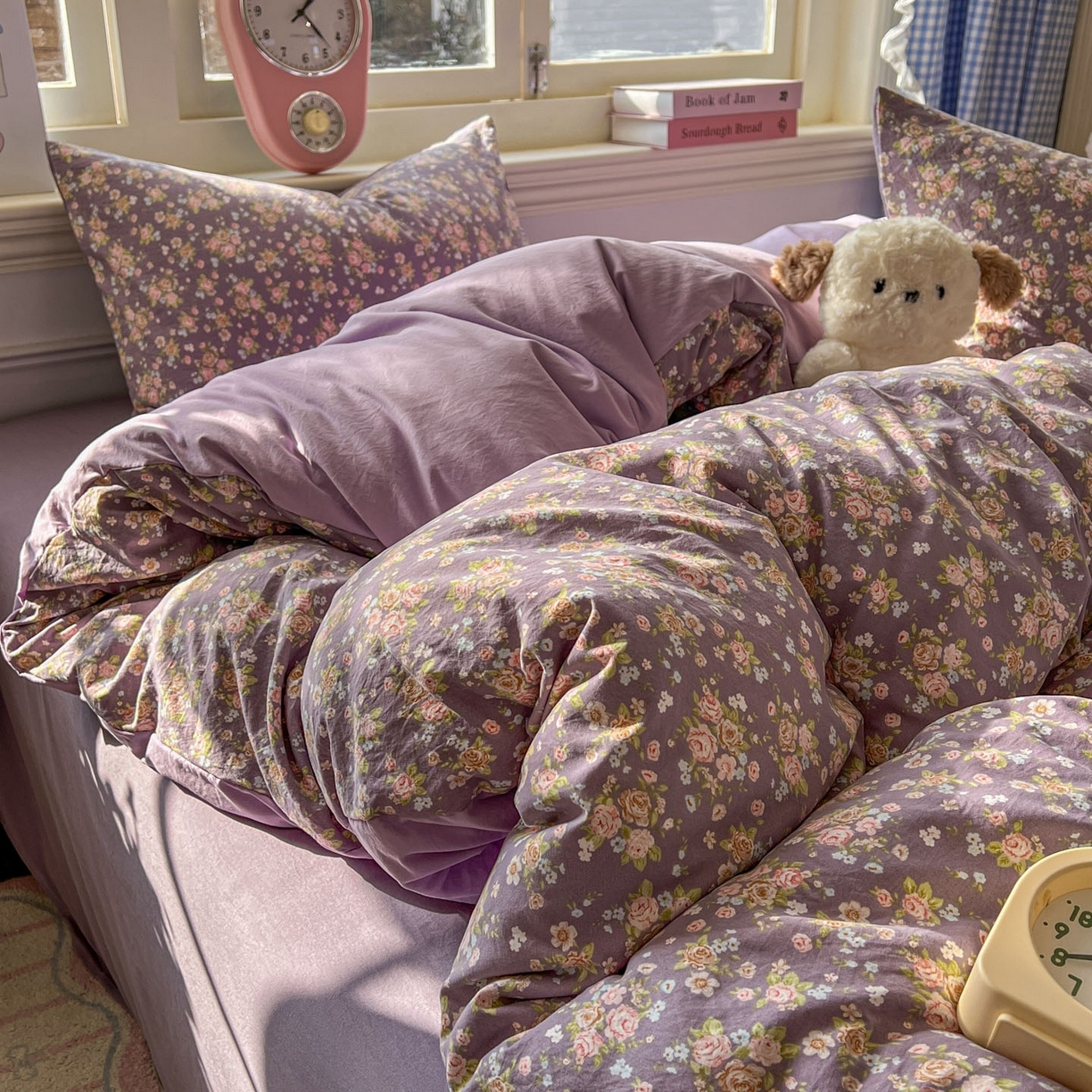 91家纺网 家纺一手货源 找家纺 思诺羽床笠 2026新款古法水洗仿棉云感棉三件套四件套 冬日恋歌