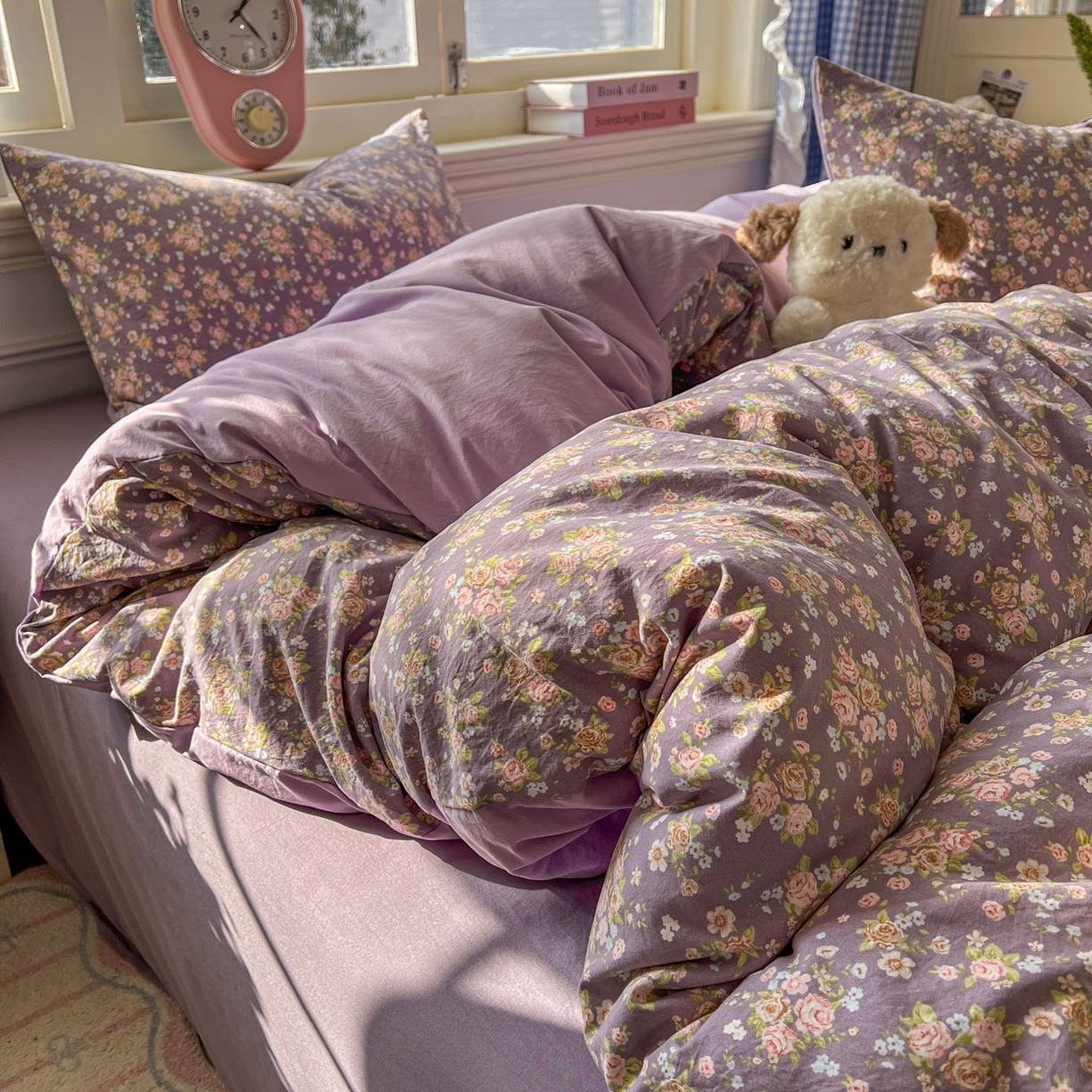 91家纺网 家纺一手货源 找家纺 思诺羽床笠 2026新款古法水洗仿棉云感棉三件套四件套 冬日恋歌