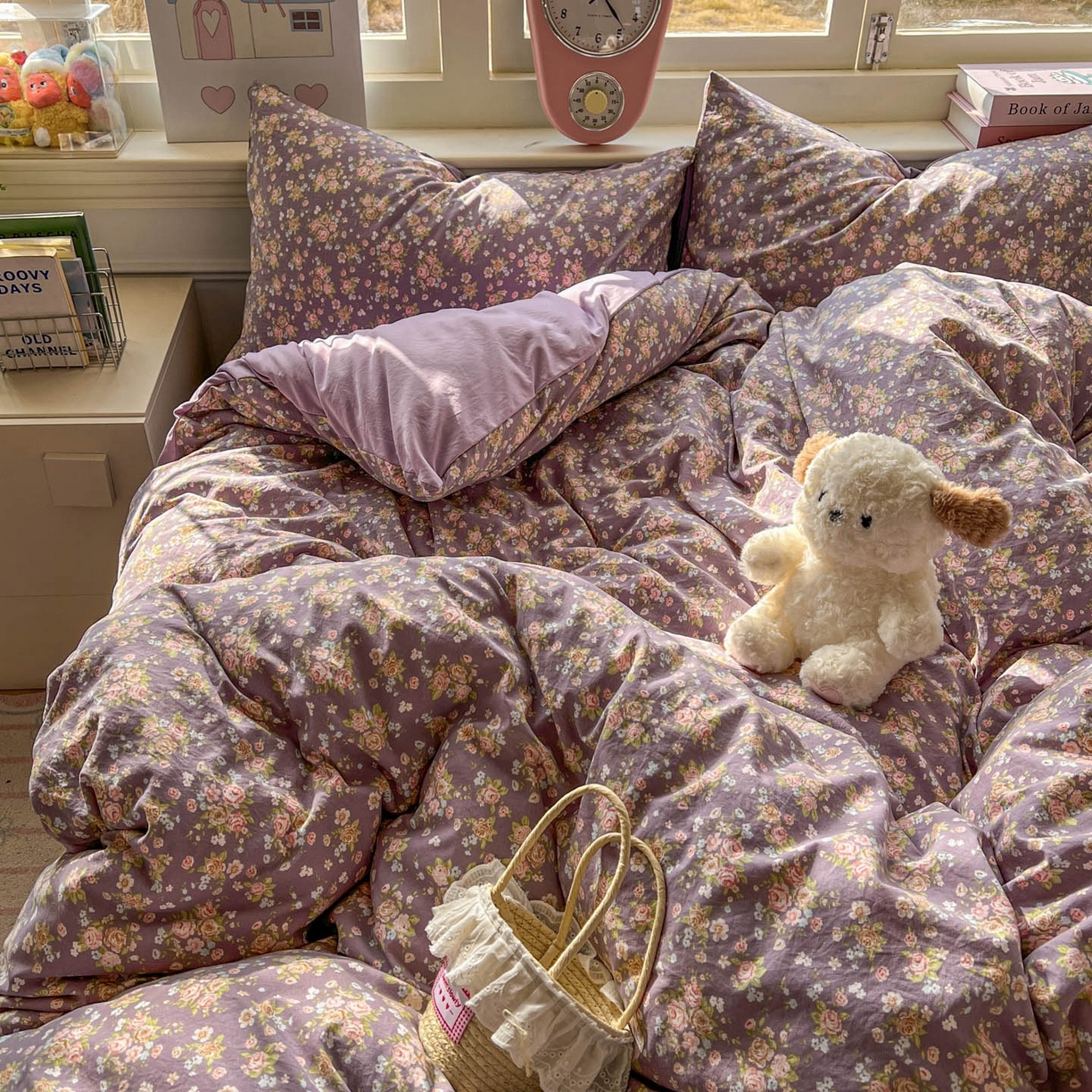 91家纺网 家纺一手货源 找家纺 思诺羽床笠 2026新款古法水洗仿棉云感棉三件套四件套 冬日恋歌