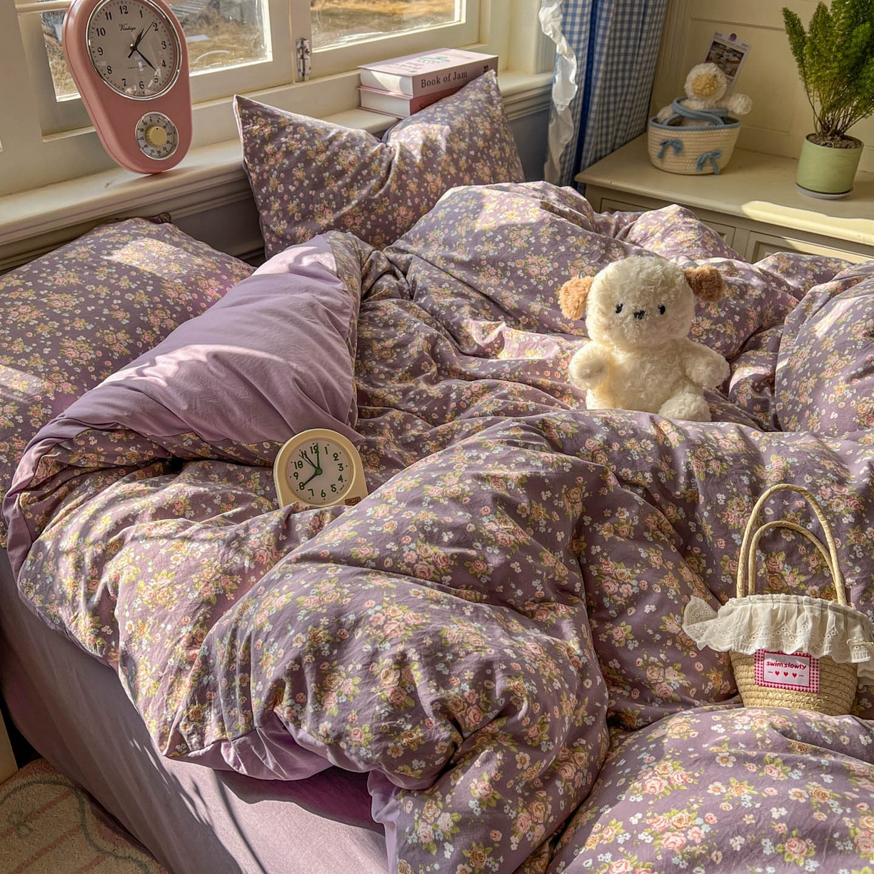 91家纺网 家纺一手货源 找家纺 思诺羽床笠 2026新款古法水洗仿棉云感棉三件套四件套 冬日恋歌