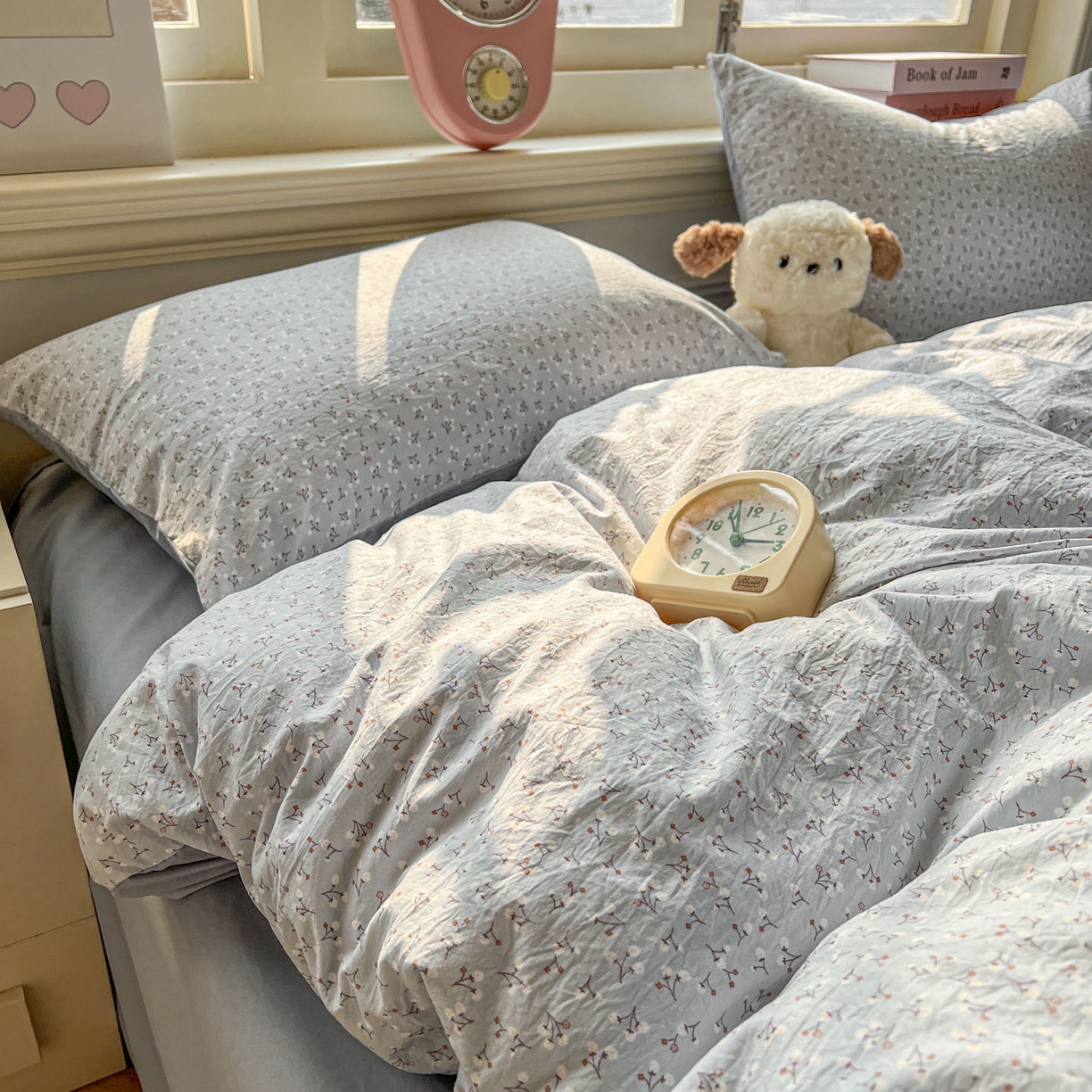 91家纺网 家纺一手货源 找家纺 思诺羽床笠 2026新款古法水洗仿棉云感棉三件套四件套 繁星蓝灰