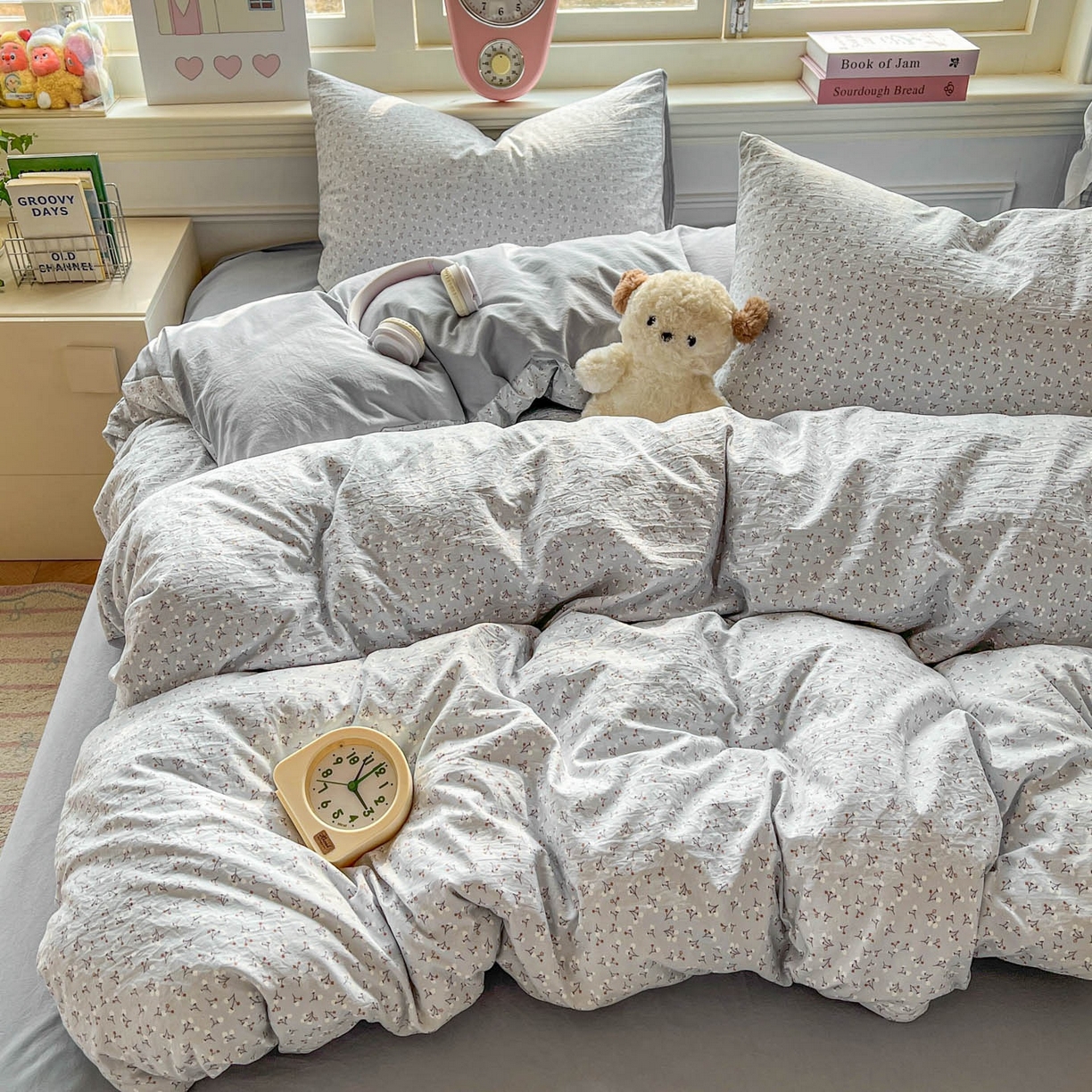 91家纺网 家纺一手货源 找家纺 思诺羽床笠 2026新款古法水洗仿棉云感棉三件套四件套 繁星蓝灰