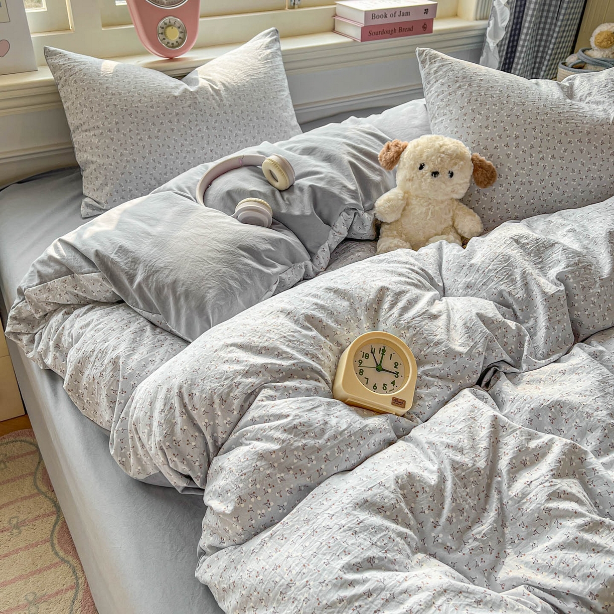 91家纺网 家纺一手货源 找家纺 思诺羽床笠 2026新款古法水洗仿棉云感棉三件套四件套 繁星蓝灰