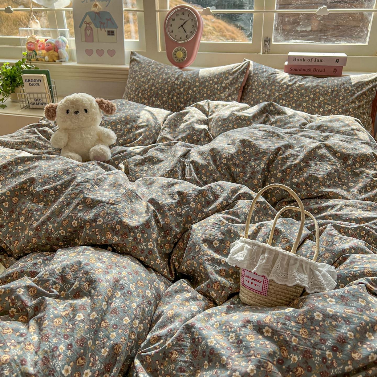 91家纺网 家纺一手货源 找家纺 思诺羽床笠 2026新款古法水洗仿棉云感棉三件套四件套 梵高映像