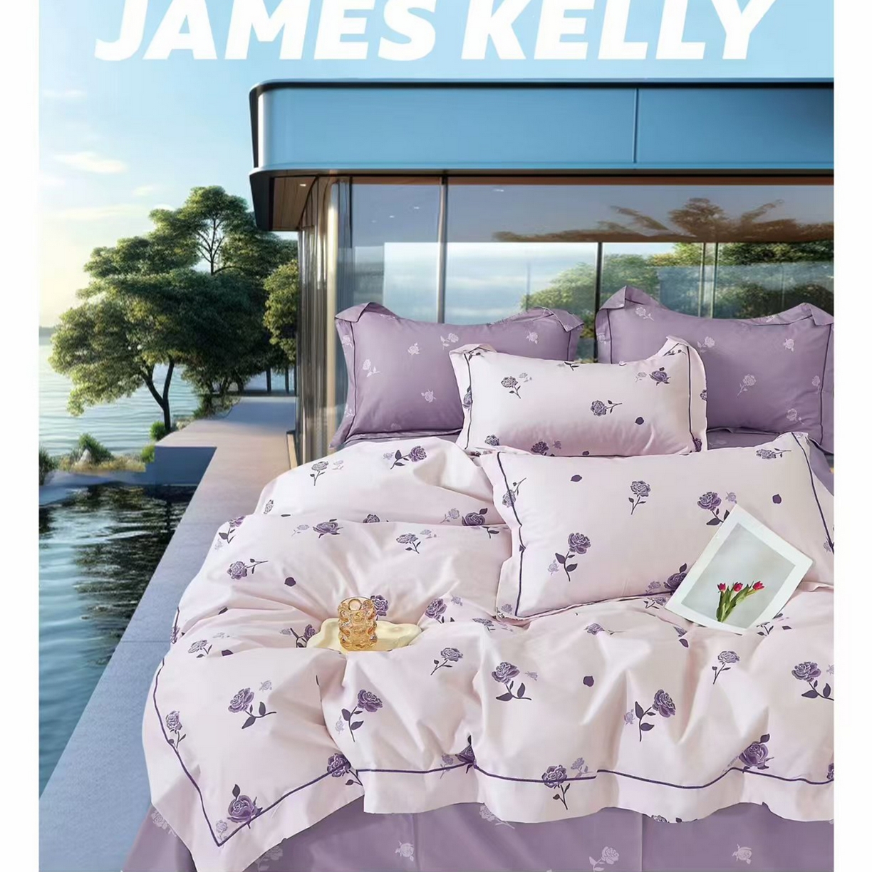 91家纺网 家纺一手货源 找家纺 （总1）未来家居 JAMES KELLY （铂金凯丽）2026新款40支13376全棉印染铂金长绒棉四件套-系列9