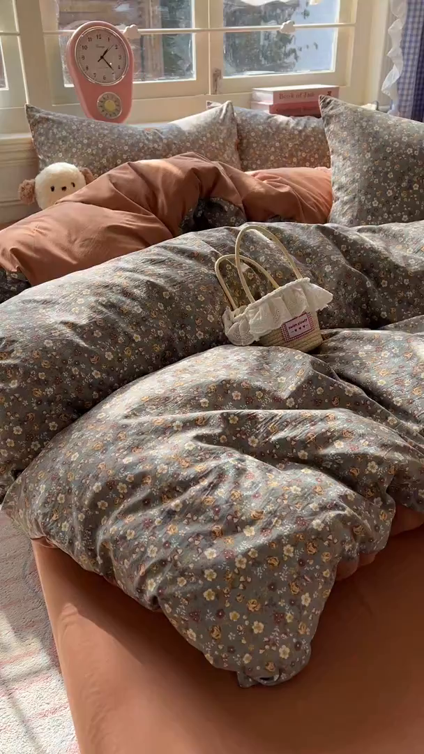 91家纺网 家纺一手货源 找家纺 思诺羽床笠 2026新款古法水洗仿棉云感棉三件套四件套 梵高映像