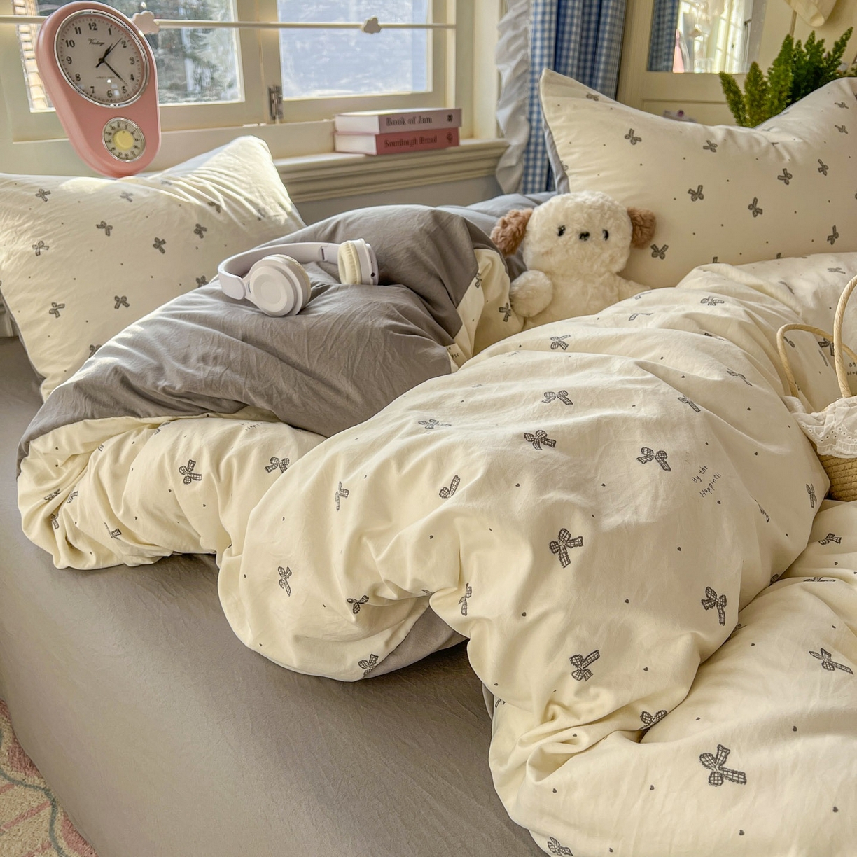 91家纺网 家纺一手货源 找家纺 思诺羽床笠 2026新款古法水洗仿棉云感棉三件套四件套 蝴蝶恋歌