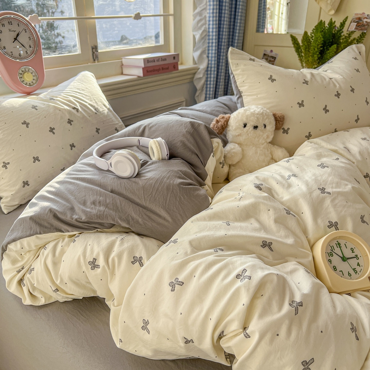 91家纺网 家纺一手货源 找家纺 思诺羽床笠 2026新款古法水洗仿棉云感棉三件套四件套 蝴蝶恋歌