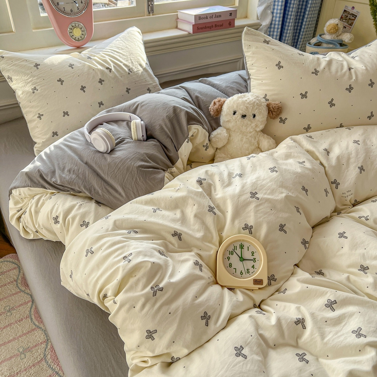 91家纺网 家纺一手货源 找家纺 思诺羽床笠 2026新款古法水洗仿棉云感棉三件套四件套 蝴蝶恋歌