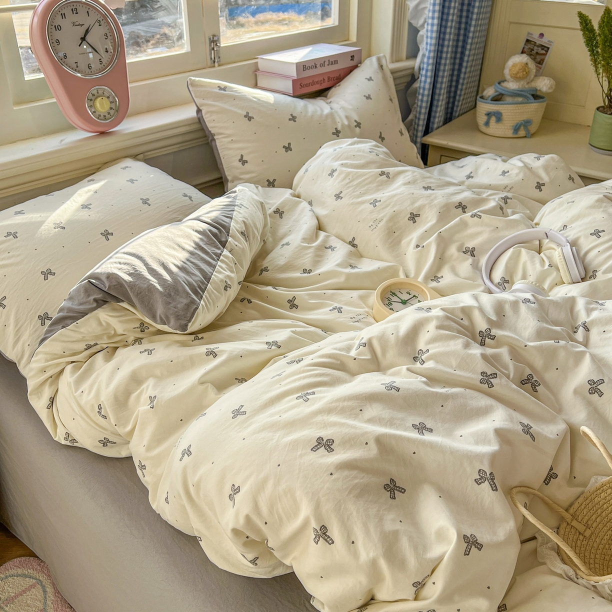 91家纺网 家纺一手货源 找家纺 思诺羽床笠 2026新款古法水洗仿棉云感棉三件套四件套 蝴蝶恋歌