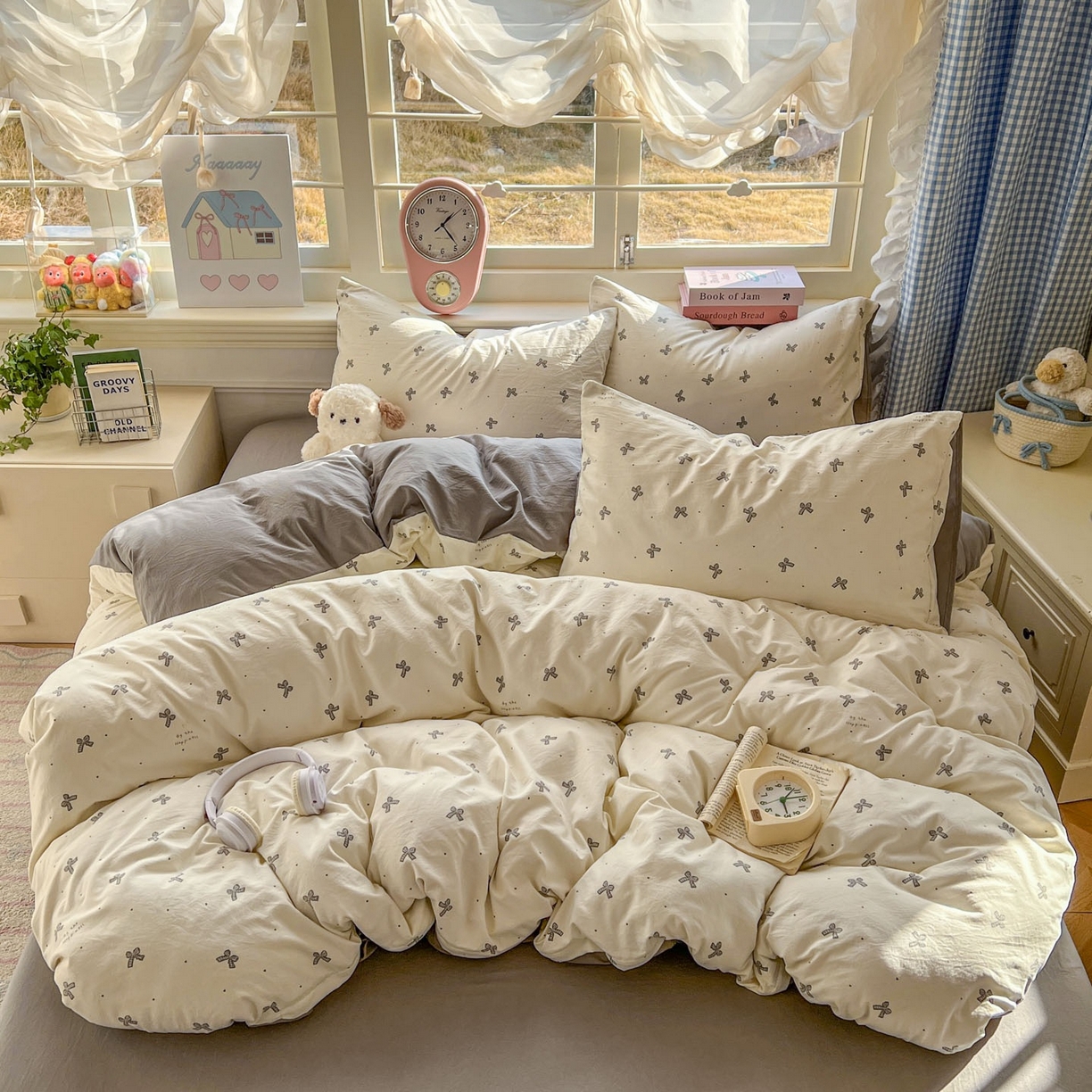 91家纺网 家纺一手货源 找家纺 思诺羽床笠 2026新款古法水洗仿棉云感棉三件套四件套 蝴蝶恋歌