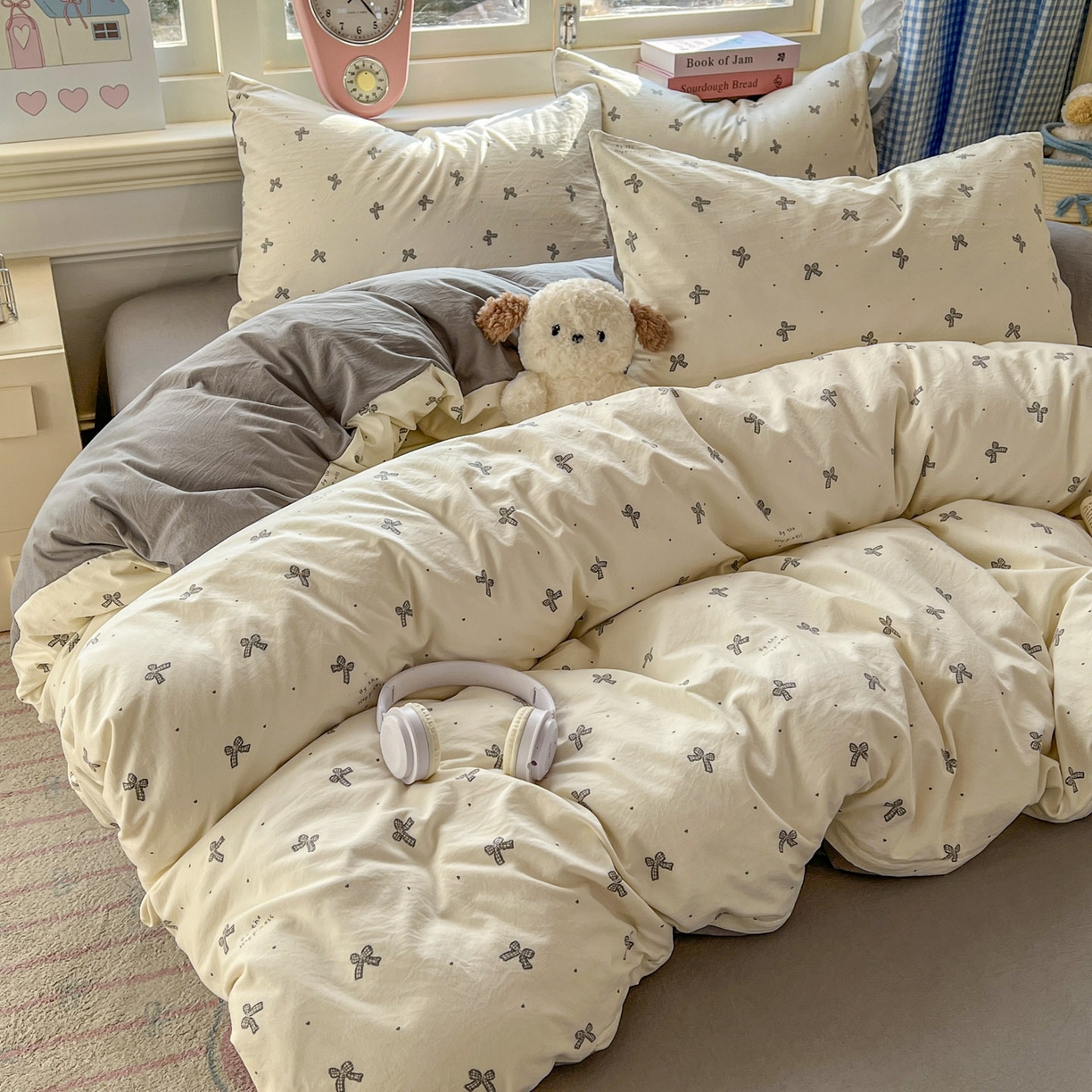 91家纺网 家纺一手货源 找家纺 思诺羽床笠 2026新款古法水洗仿棉云感棉三件套四件套 蝴蝶恋歌