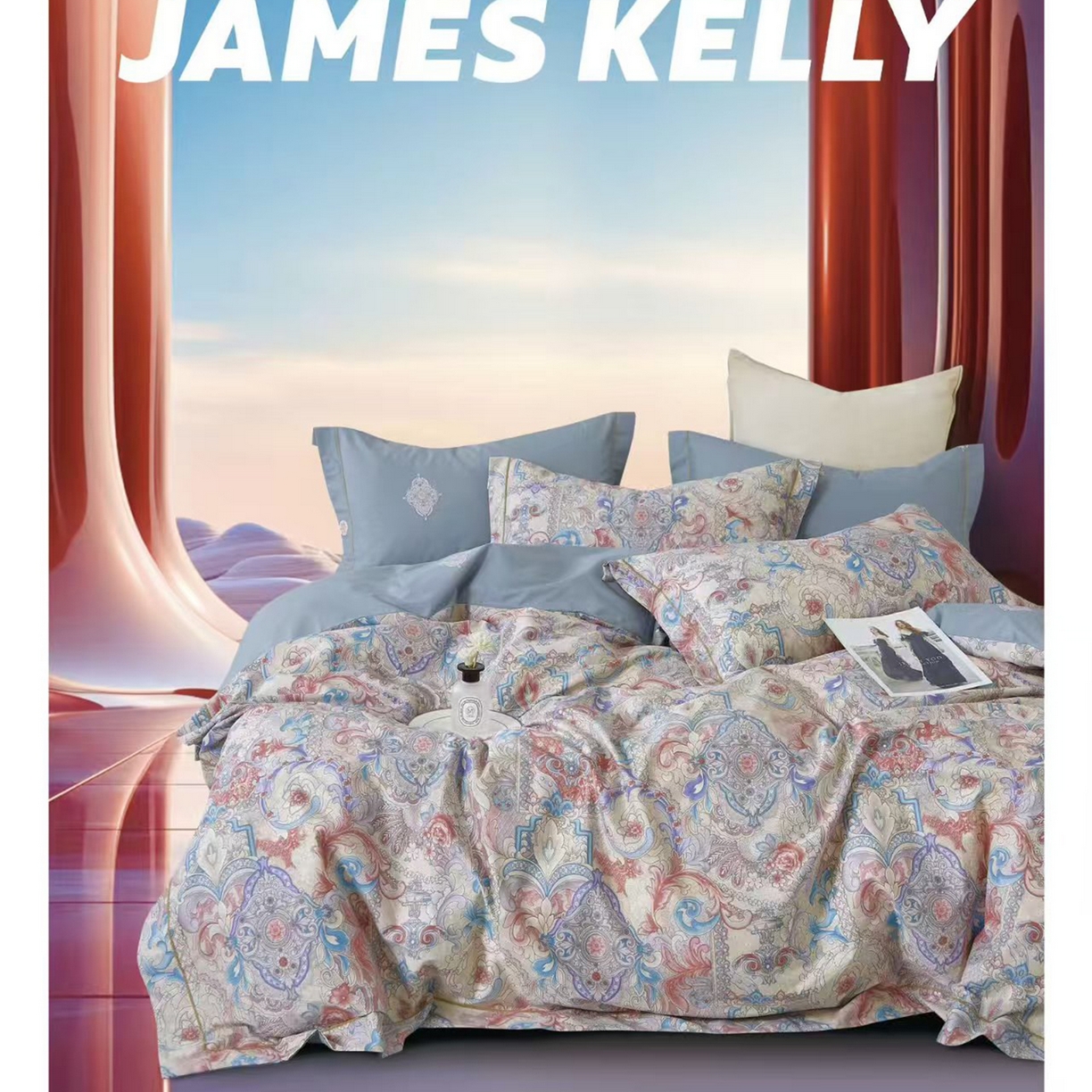 91家纺网 家纺一手货源 找家纺 （总1）未来家居 JAMES KELLY （铂金凯丽）2026新款40支13376全棉印染铂金长绒棉四件套-系列9