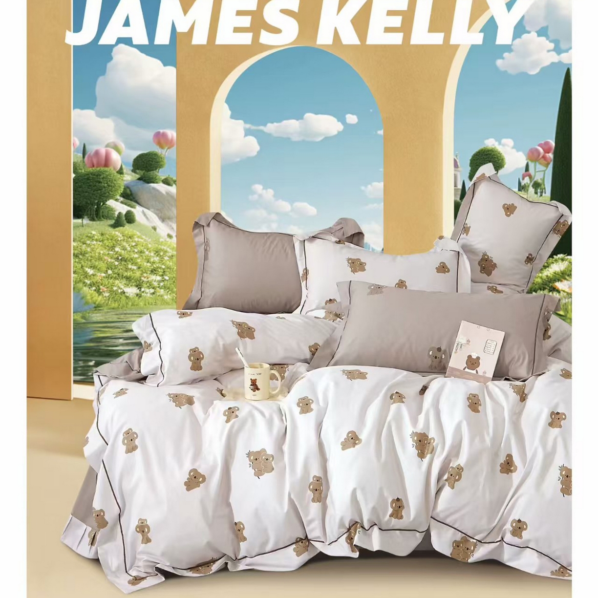 91家纺网 家纺一手货源 找家纺 （总1）未来家居 JAMES KELLY （铂金凯丽）2026新款40支13376全棉印染铂金长绒棉四件套-系列9