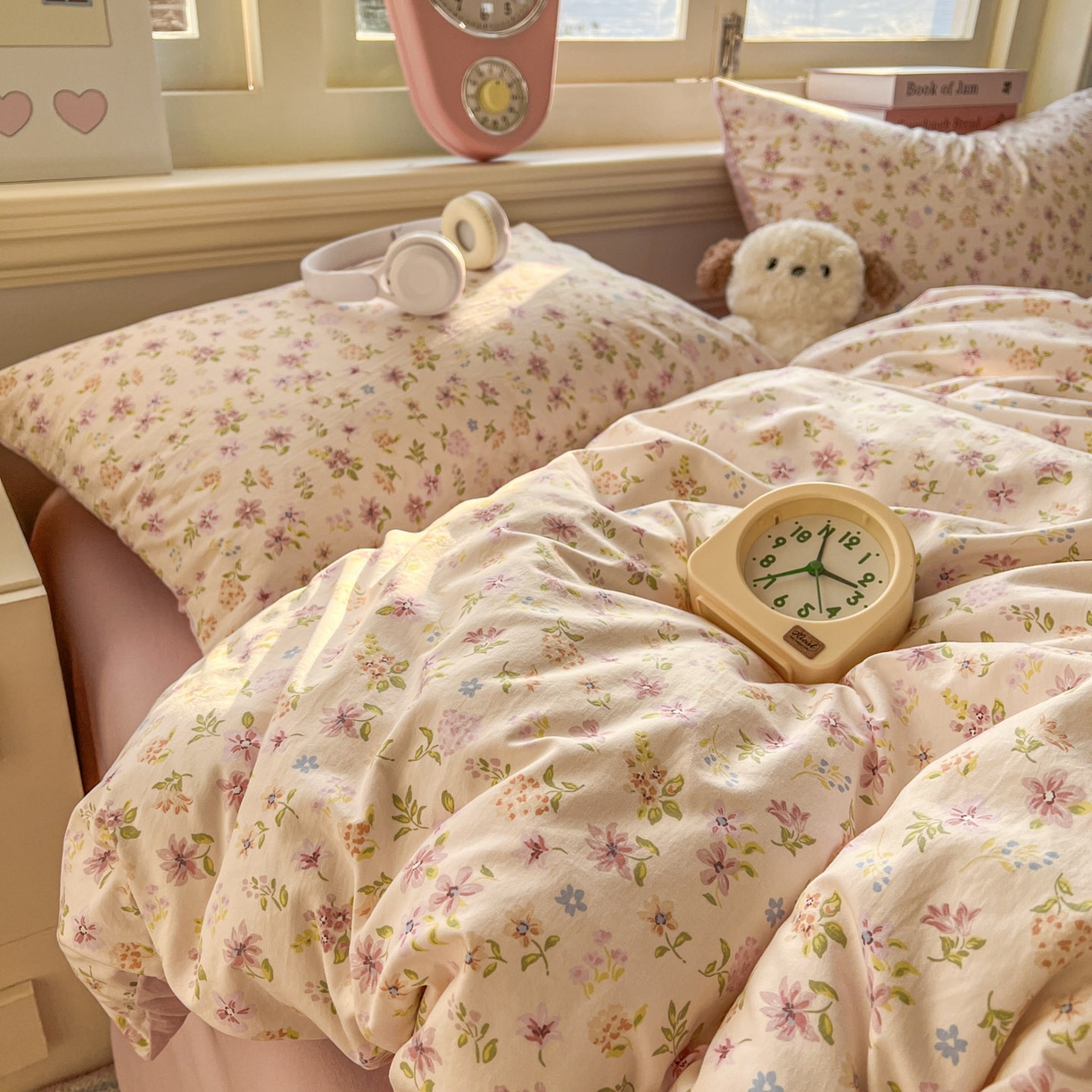 91家纺网 家纺一手货源 找家纺 思诺羽床笠 2026新款古法水洗仿棉云感棉三件套四件套 花意飘香