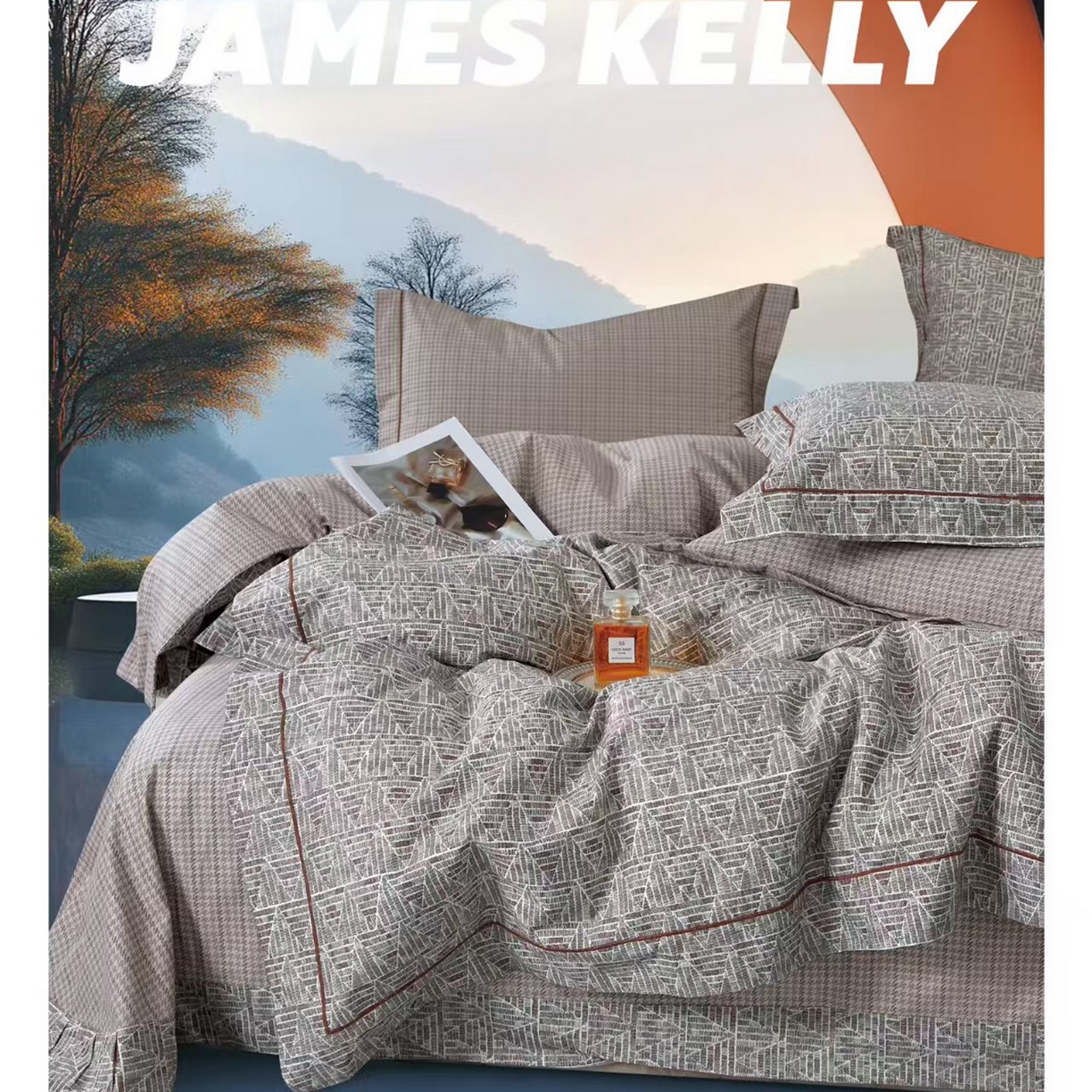 91家纺网 家纺一手货源 找家纺 （总1）未来家居 JAMES KELLY （铂金凯丽）2026新款40支13376全棉印染铂金长绒棉四件套-系列9