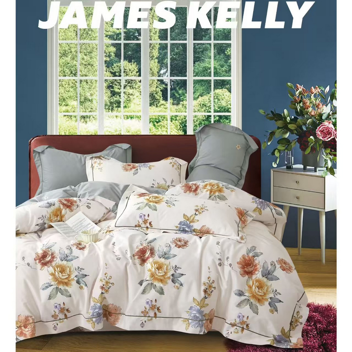 91家纺网 家纺一手货源 找家纺 （总1）未来家居 JAMES KELLY （铂金凯丽）2026新款40支13376全棉印染铂金长绒棉四件套-系列9