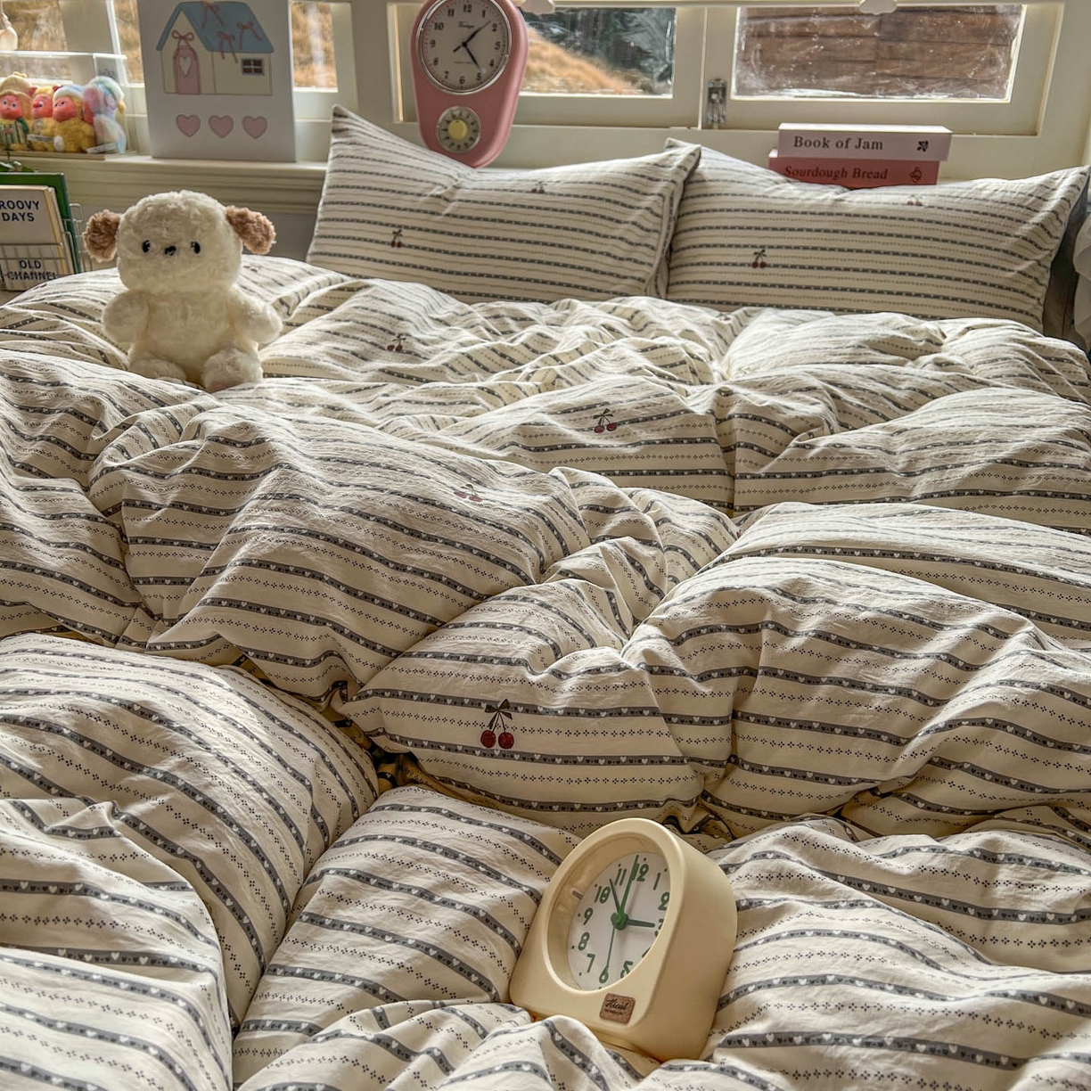 91家纺网 家纺一手货源 找家纺 思诺羽床笠 2026新款古法水洗仿棉云感棉三件套四件套 灰樱桃