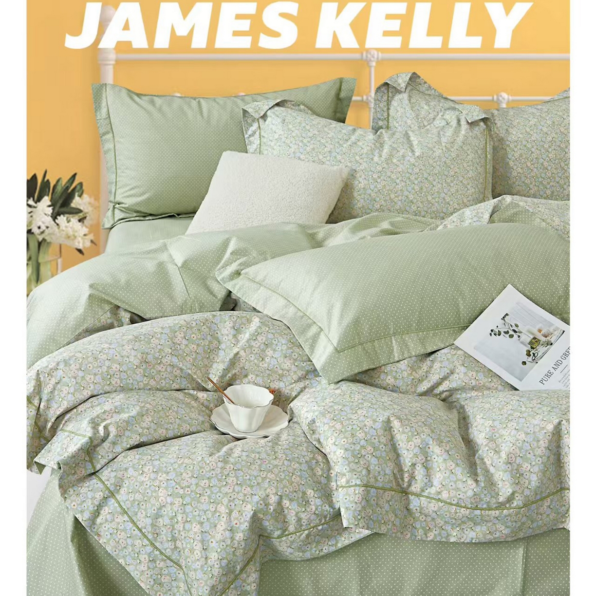 91家纺网 家纺一手货源 找家纺 （总1）未来家居 JAMES KELLY （铂金凯丽）2026新款40支13376全棉印染铂金长绒棉四件套-系列9