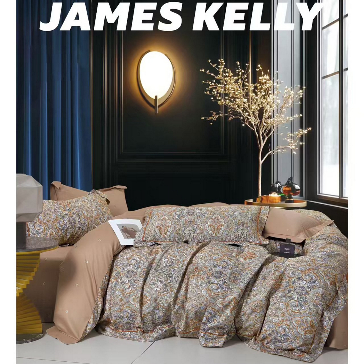 91家纺网 家纺一手货源 找家纺 （总1）未来家居 JAMES KELLY （铂金凯丽）2026新款40支13376全棉印染铂金长绒棉四件套-系列9