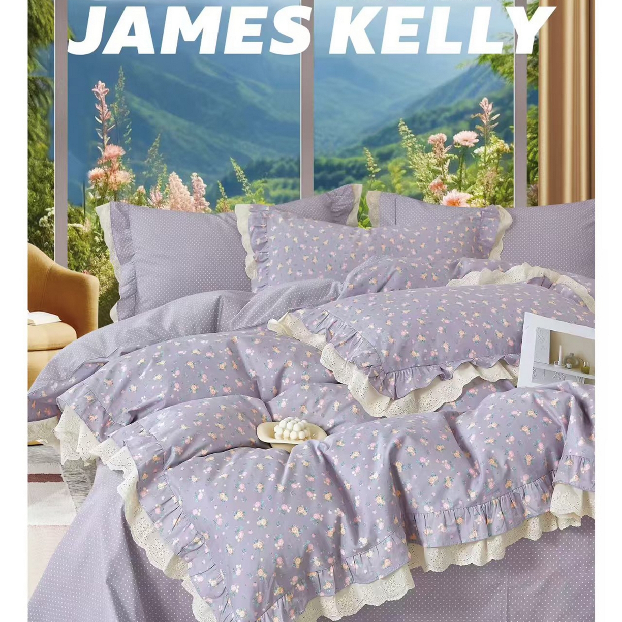 91家纺网 家纺一手货源 找家纺 （总1）未来家居 JAMES KELLY （铂金凯丽）2026新款40支13376全棉印染铂金长绒棉四件套-系列9