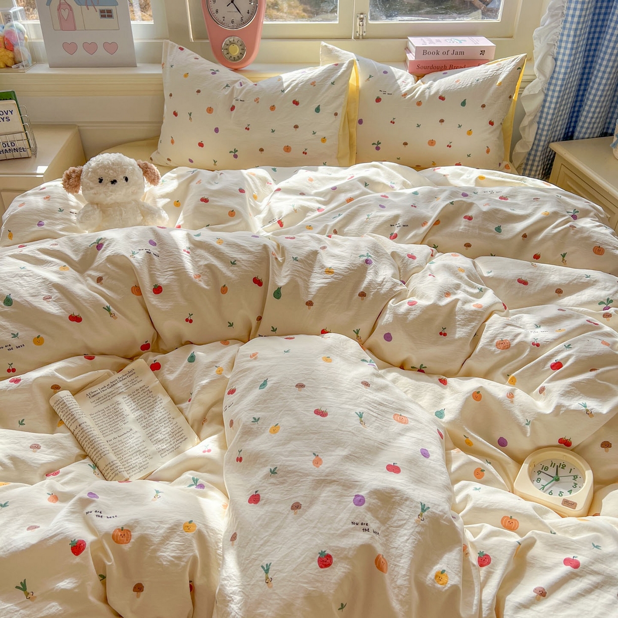 91家纺网 家纺一手货源 找家纺 思诺羽床笠 2026新款古法水洗仿棉云感棉三件套四件套 南瓜果果