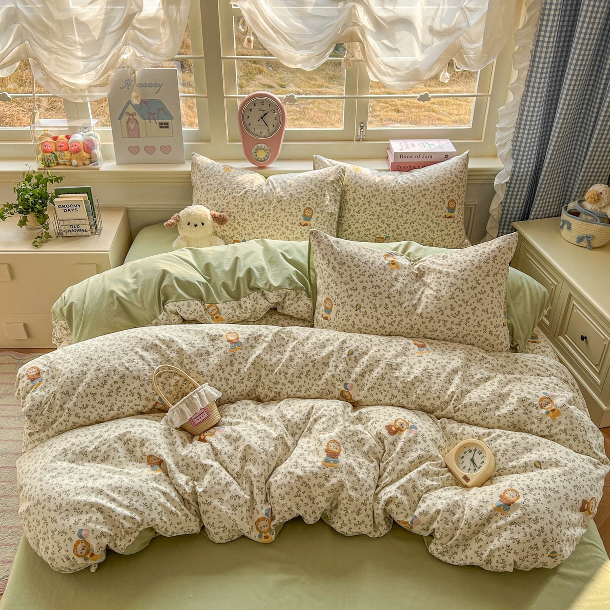 91家纺网 家纺一手货源 找家纺 思诺羽床笠 2026新款古法水洗仿棉云感棉三件套四件套 狮子莱恩