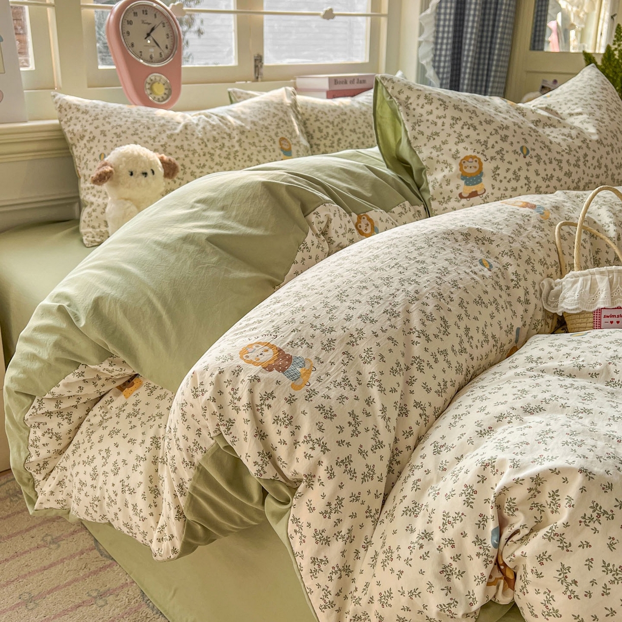 91家纺网 家纺一手货源 找家纺 思诺羽床笠 2026新款古法水洗仿棉云感棉三件套四件套 狮子莱恩