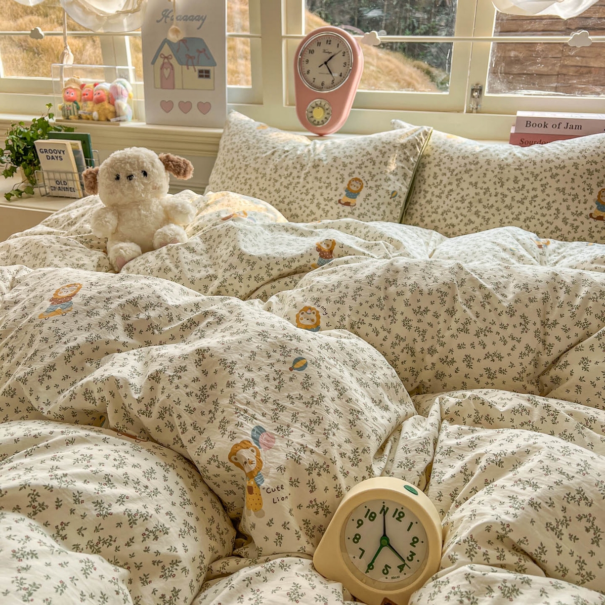 91家纺网 家纺一手货源 找家纺 思诺羽床笠 2026新款古法水洗仿棉云感棉三件套四件套 狮子莱恩