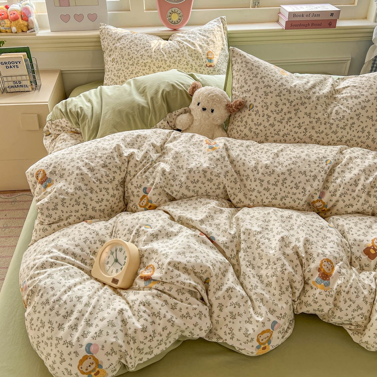 91家纺网 家纺一手货源 找家纺 思诺羽床笠 2026新款古法水洗仿棉云感棉三件套四件套 狮子莱恩