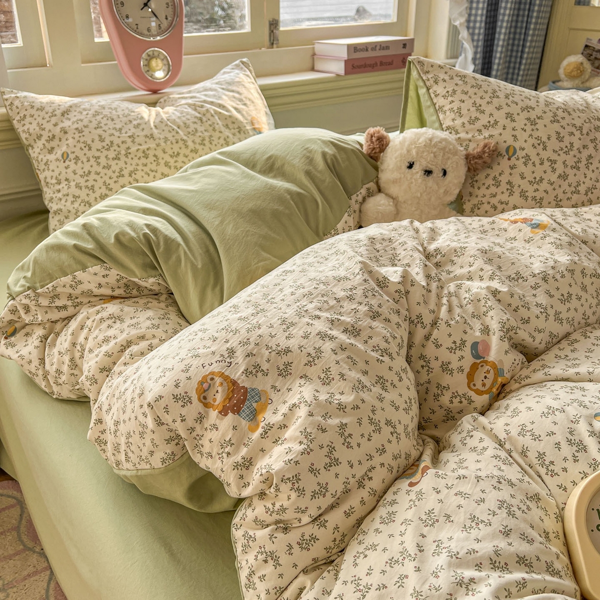 91家纺网 家纺一手货源 找家纺 思诺羽床笠 2026新款古法水洗仿棉云感棉三件套四件套 狮子莱恩