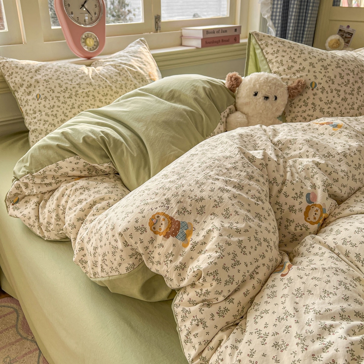 91家纺网 家纺一手货源 找家纺 思诺羽床笠 2026新款古法水洗仿棉云感棉三件套四件套 狮子莱恩