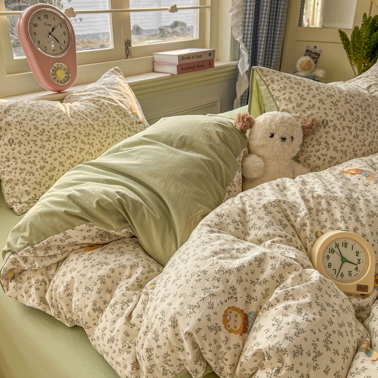 91家纺网 家纺一手货源 找家纺 思诺羽床笠 2026新款古法水洗仿棉云感棉三件套四件套 狮子莱恩