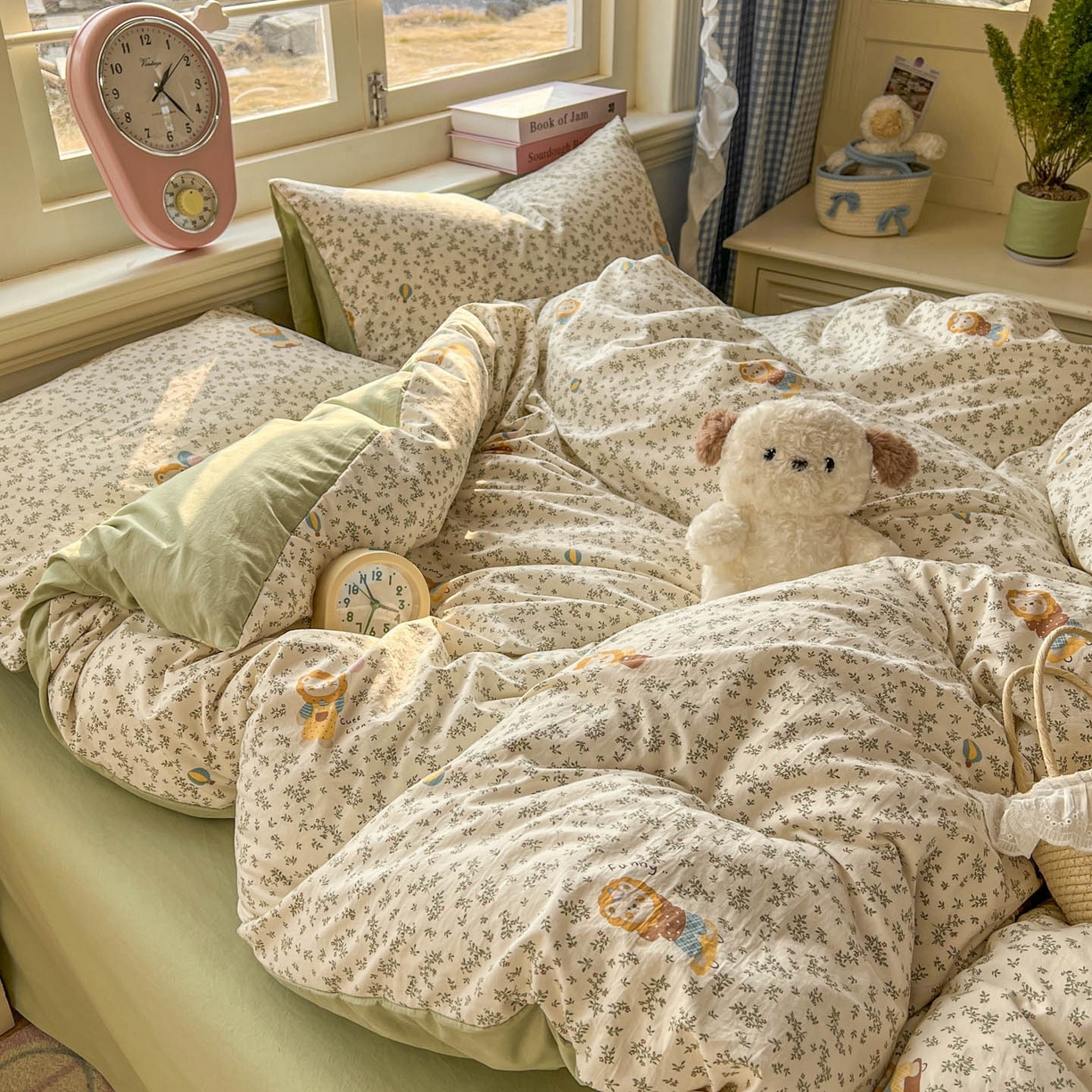 91家纺网 家纺一手货源 找家纺 思诺羽床笠 2026新款古法水洗仿棉云感棉三件套四件套 狮子莱恩