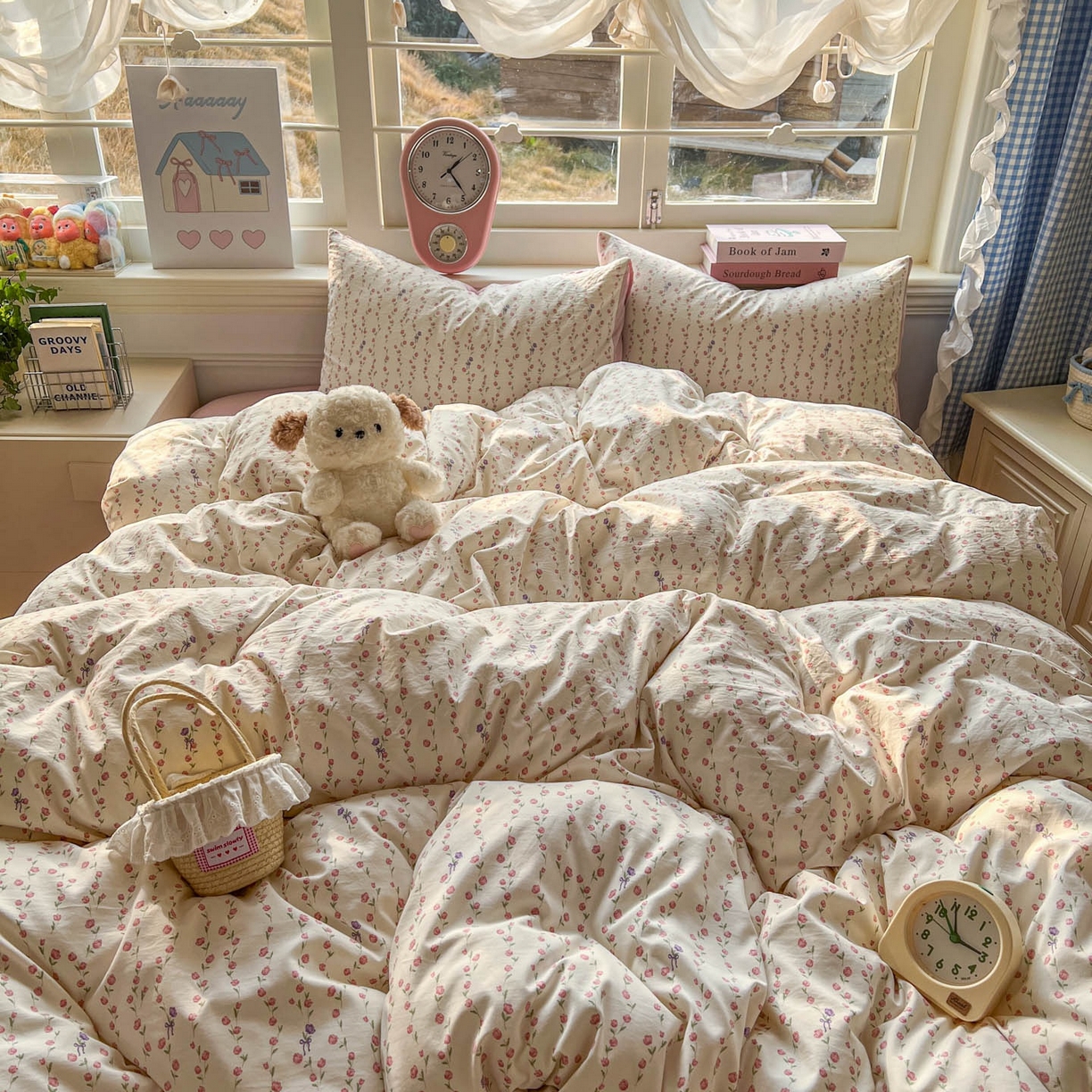 91家纺网 家纺一手货源 找家纺 思诺羽床笠 2026新款古法水洗仿棉云感棉三件套四件套 夏日初恋