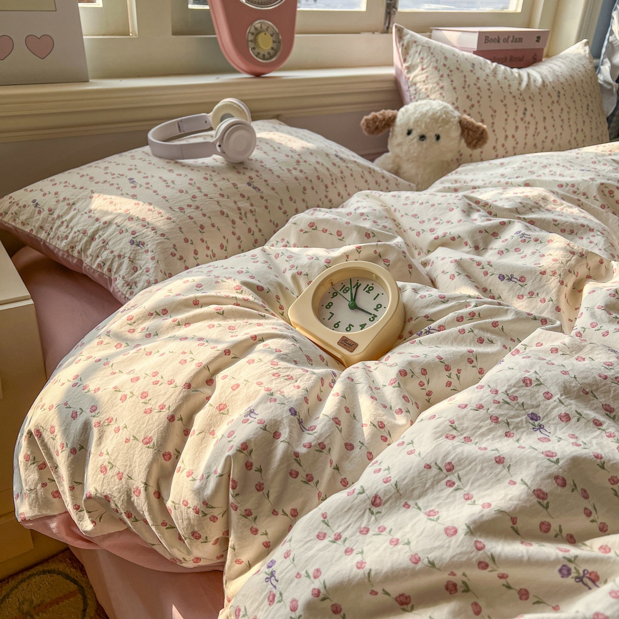 91家纺网 家纺一手货源 找家纺 思诺羽床笠 2026新款古法水洗仿棉云感棉三件套四件套 夏日初恋