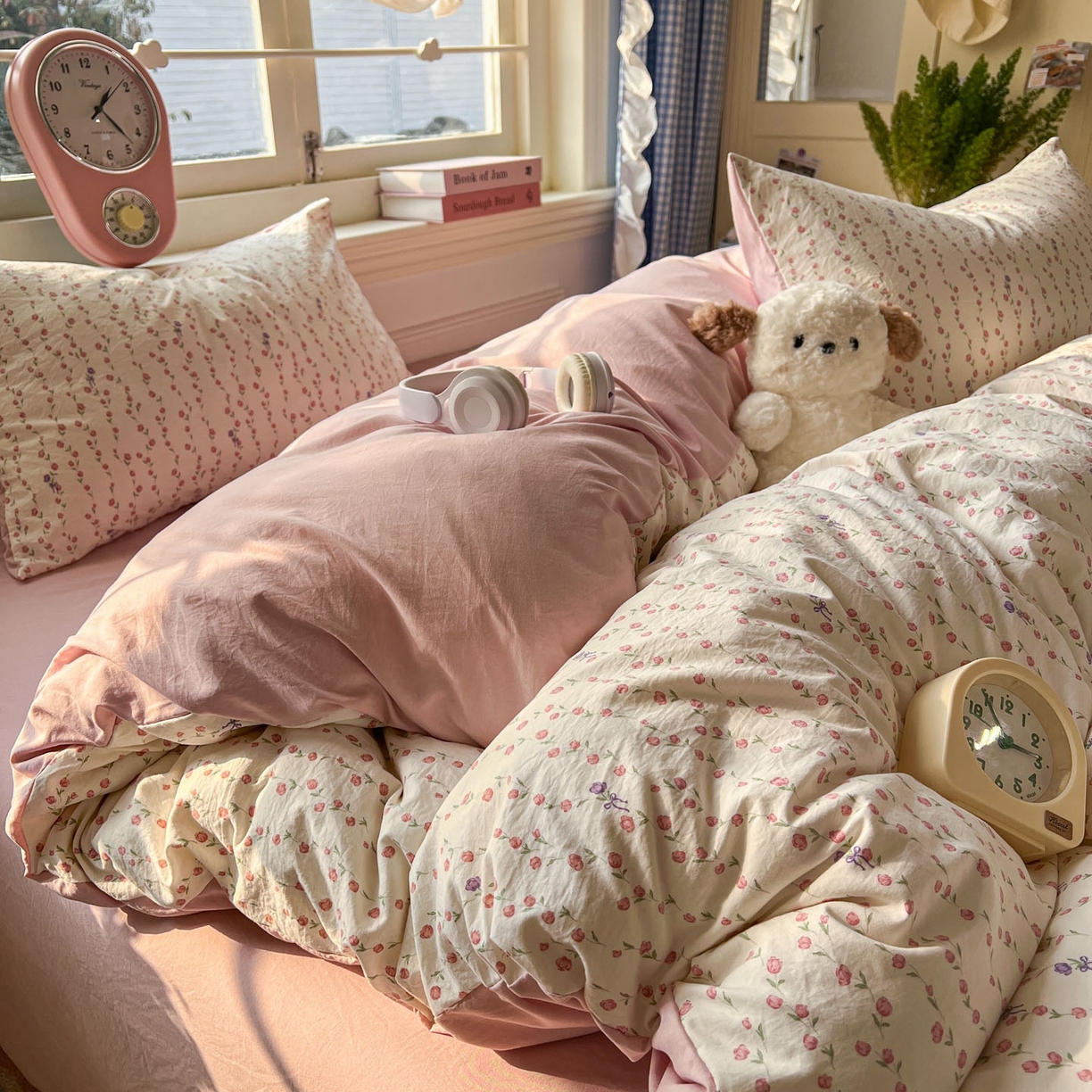 91家纺网 家纺一手货源 找家纺 思诺羽床笠 2026新款古法水洗仿棉云感棉三件套四件套 夏日初恋