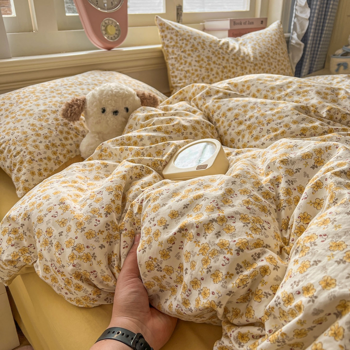 91家纺网 家纺一手货源 找家纺 思诺羽床笠 2026新款古法水洗仿棉云感棉三件套四件套 小黄花