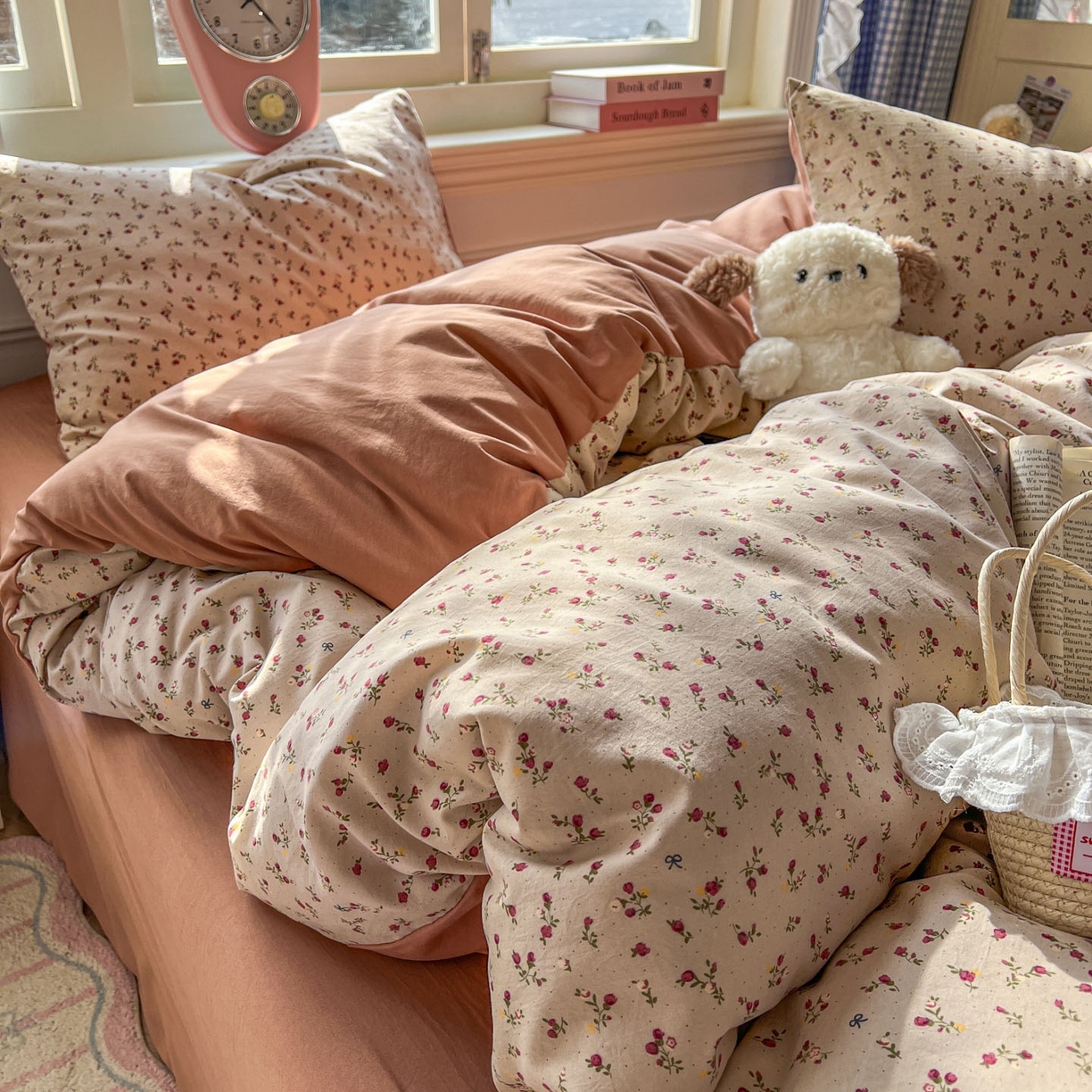 91家纺网 家纺一手货源 找家纺 思诺羽床笠 2026新款古法水洗仿棉云感棉三件套四件套 樱川桃井