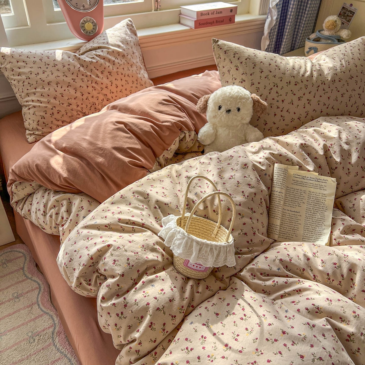 91家纺网 家纺一手货源 找家纺 思诺羽床笠 2026新款古法水洗仿棉云感棉三件套四件套 樱川桃井