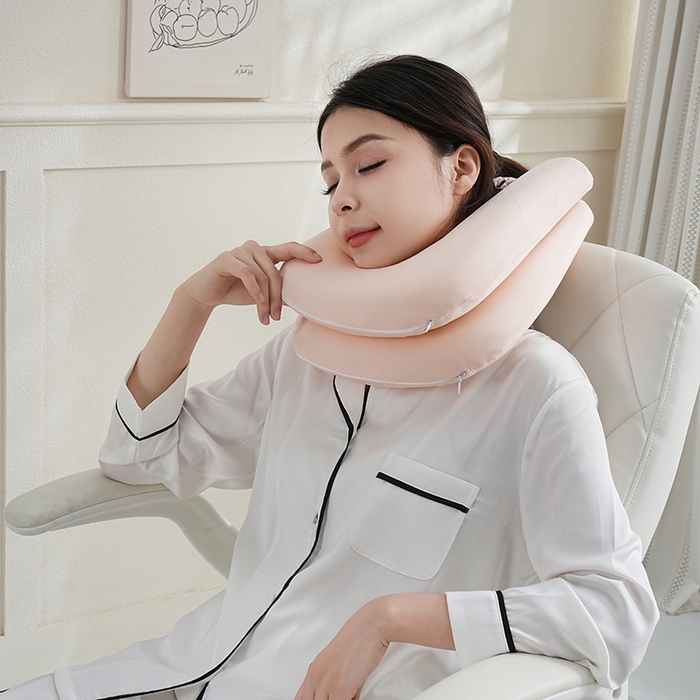 91家纺网 家纺一手货源 找家纺 微枕芯 2026新款磁力二合一旅行U枕 枕头枕芯 粉 单只