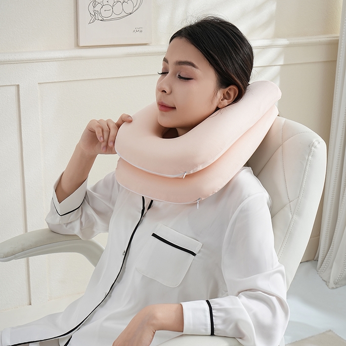 91家纺网 家纺一手货源 找家纺 微枕芯 2026新款磁力二合一旅行U枕 枕头枕芯 粉 单只