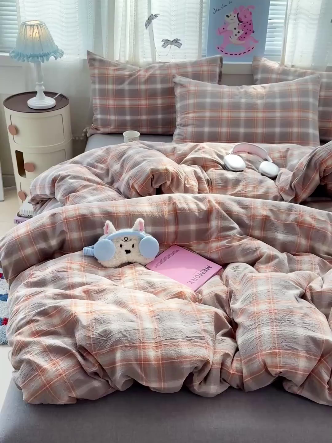 91家纺网 家纺一手货源 找家纺 （总）柠萌家居 2026新款纯棉全棉A类色织水洗棉四件套（可定制尺寸）