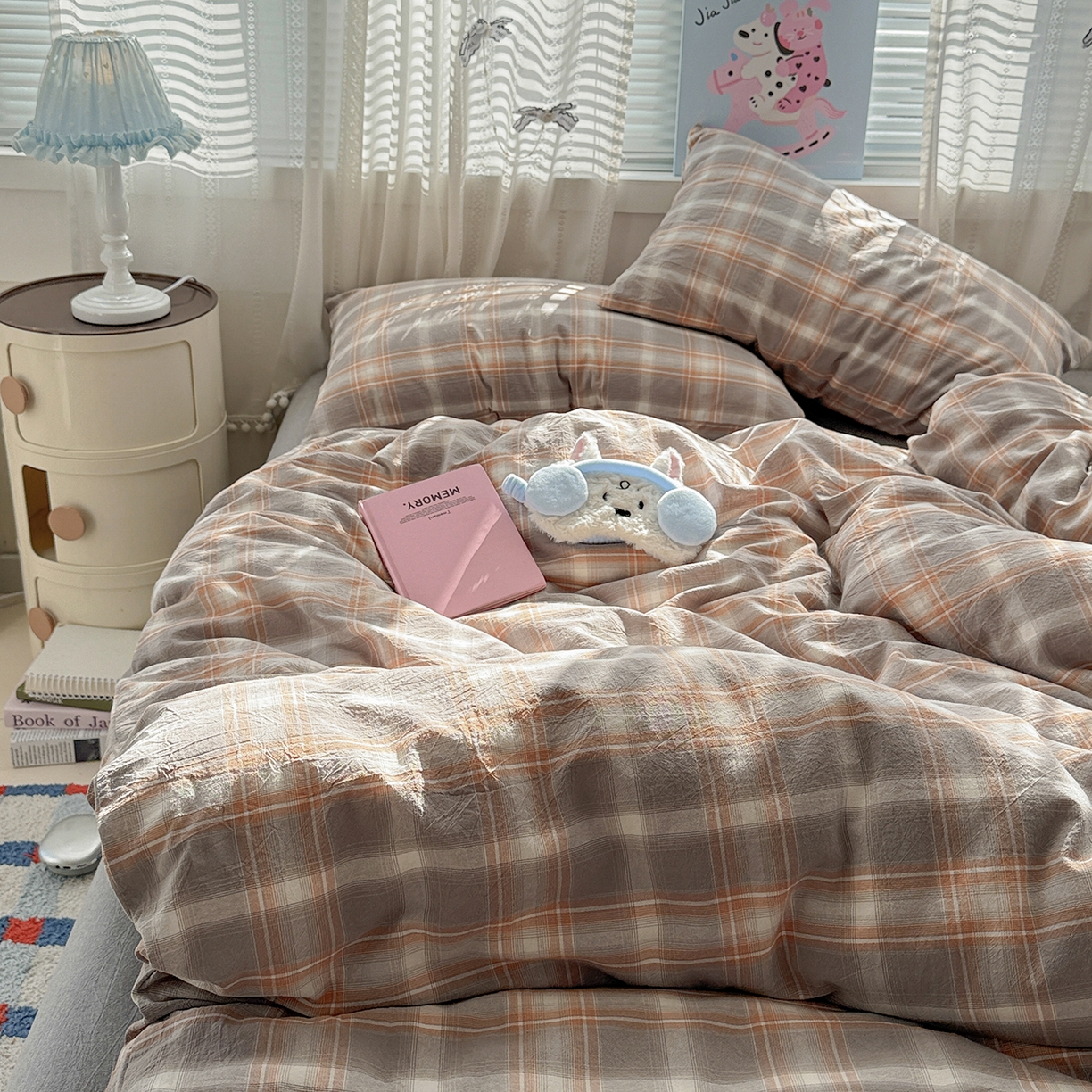 91家纺网 家纺一手货源 找家纺 （总）柠萌家居 2026新款纯棉全棉A类色织水洗棉四件套（可定制尺寸）